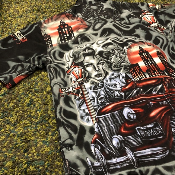 Mecca Vintage All Over Print Button Up Shirt (M) - Picture 4 of 7